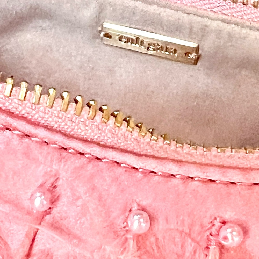 🌺🎉HP🎉🌺 NWT Cult Gaia Gia Ostrich Feather & Pearl Shoulder Bag Azalea 🌟Rare🌟 - Picture 6 of 16